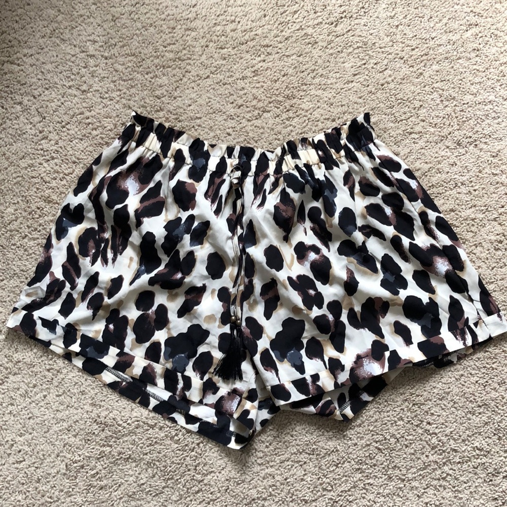 Womens Leopard High Waisted Shorts